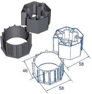 Габаритные размеры: Переходник SOMFY 9751001 для октаганального вала Габаритные размеры: Переходник SOMFY 9751001 для октаганального вала